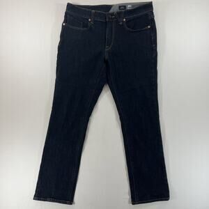 Volcom Vorta Slim Straight Jeans Men 34x30 Dark Wash Skate Denim Stretch